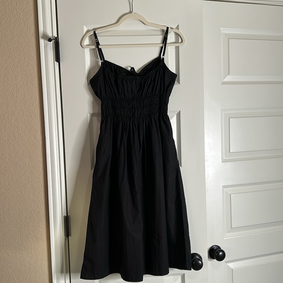 Keyhole midi dress adjustable straps cotton lightweight smocked waist - Picture 6 of 7